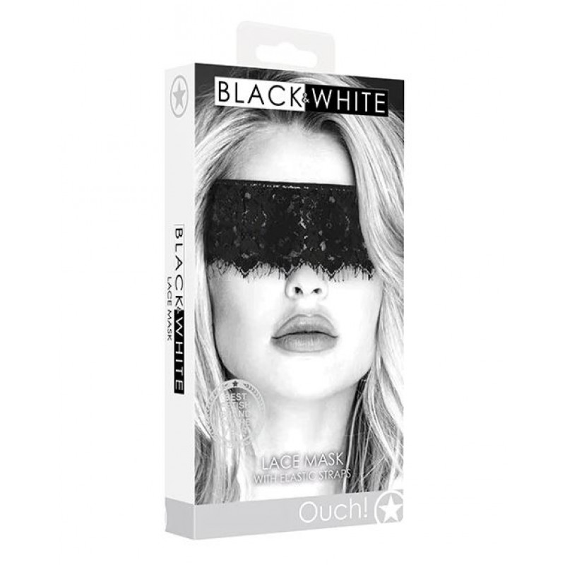 Ouch Black & White Lace Mask W-elastic Straps - Black